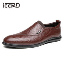 IEERD-zapatos de cuero suave para hombre, mocasines planos, informales, sin cordones, color negro 2024 - compra barato