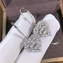Luxo de alta qualidade brilhando zircão cúbico grande coração gota brincos jóias para o casamento feminino brincos 2024 - compre barato