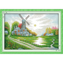 Everlasting Love Christmas Windmill Shed  Ecological Cotton Chinese Cross Stitch Kits Stamped 11CT 14CT New Year Promotion Price 2024 - buy cheap