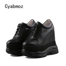 Cyabmoz sapatos femininos de couro legítimo, sapatos de aumento de salto alto da moda, sapatos de festa para mulheres 2024 - compre barato