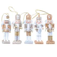 5PCS/Set Nutcracker Puppet 12CM Glitter Powder Handmade Wood Crafts Classic Nutcracker Puppet Pendant Birthday Wedding Gift 2024 - buy cheap