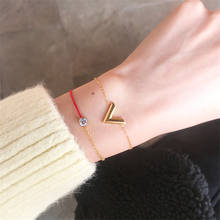 YUN RUO-pulsera de acero de titanio con letra V para mujer, joya moderna de Color oro rosa, regalo de Navidad, no cambia de Color, envío directo 2024 - compra barato