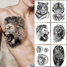 Preto liontemporary tatuagens para homens mulheres crianças meninos tigre bússola tatuagem adesivo realista falso animal transferível tatoos papel 2024 - compre barato