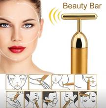 Face 24k Gold Vibrator Facial Roller Massager Skin Care Tool Stick Face Lifting Skin Tightening Anti-wrinkle Bar with Black Bag 2024 - buy cheap