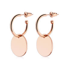 Todorova Minimalist Stainless Steel Earrings For Women Simple Geometric Round Pendant Stud Earrings Jewelry Wholesale 2024 - buy cheap
