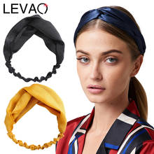 Женская атласная повязка на голову Levao, однотонная эластичная повязка на голову с тюрбаном, аксессуар для волос 2024 - купить недорого