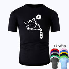 Camiseta de algodón con cuello redondo Unisex, camisa de manga corta con diseño de gato encantador, informal, para verano, m02019 2024 - compra barato