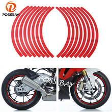 POSSBAY 16 Pieces/Set Universal 10"-12" Reflective Wheel Rim Stripe Tape Stickers Red Decal Fit Car Motorcycle Printing Film ATV 2024 - buy cheap
