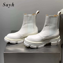 2020 Fashion Platform Women Boots Leather Ankle Martin Boots Chunky Heel Luxury Brand Design Punk Motorcycle Boots 2024 - buy cheap