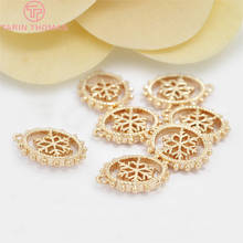 10PCS 14.5x12MM 24K Champagne Gold Color Plated Brass Oval Snowflake Charms Pendants High Quality Diy Jewelry Accessories 2024 - buy cheap