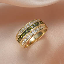 Branco redondo pequena pedra verde oliva zircão anéis para homens moda vintage amarelo ouro anel de noivado masculino jóias de casamento 2024 - compre barato