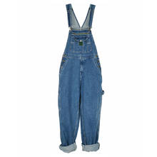 Large Size 50 Autumn Jeans Men Overalls Bib Straight Huge Loose Workwear Denim Jumpsuits Wide Leg Pants Hip Hop Blue Trousers 2024 - buy cheap