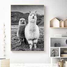 Lienzo de estilo nórdico para decoración del hogar, póster moderno impreso de Alpaca, paisaje de montaña, imágenes de Arte de pared, sala de estar Modular 2024 - compra barato