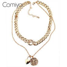 Comiya Fashion Necklaces Zinc Alloy Gold Silver Color Chockers Indian Jewelry Heart Round Statement Maxi Necklace For Women 2024 - buy cheap
