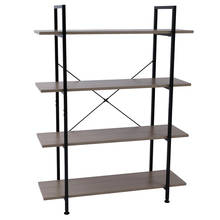 3/4-Tier Industrial Bookcase and Book Shelves Book Rack Vintage Wood and Metal Bookshelves Bookcase Shelf US Warehouse 2024 - buy cheap