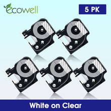 Ecowell-etiqueta para dymo d1 5pk 45020 12mm, faixa de rótulo d1 45020 à prova d'água branca sobre limpeza para dymo labelmaker 160 280 500ts pnp 2024 - compre barato