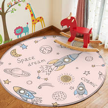 2021 Cute Interest Rocket Space Pattern Children Flannel Pink Carpet Baby Hand Print Carpet Baby Play Mat Round Children Carpet 2024 - buy cheap