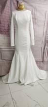 Elegant Mermaid Long O-Neck Wedding Dresses Sweep Length Pleated Ivory Open Back Bridal Gowns for Women 2024 - buy cheap