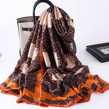 Luxury brand Spring autumn silk scarf women long shawl fashion sunscreen wrap foulard hijab muffler bandanna beach pareo female 2024 - buy cheap
