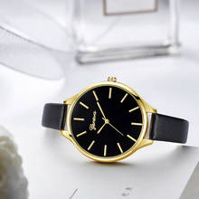 Luxury Fashion Casual Gold Red Women Watches Faux Leather Women's Geneva Roman Numerals Faux Leather 2019 Analog Quartz Watch Q 2024 - buy cheap