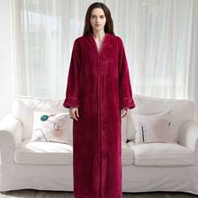 Flannel Bath Robe Lovers Bathrobe Thicken Long Plus Size Couples Night Gown Men Zipper Nightgown 2024 - buy cheap