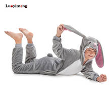Pijama infantil de coelho kigurumi, roupas de dormir quentes de flanela para meninos e meninas, macacão de animais unicórnio e stitch 2024 - compre barato