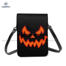 Bolsa de ombro abóbora de halloween, bolsa engraçada de couro para celular 2024 - compre barato