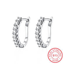 Серьги-кольца женские из серебра 925 пробы с прозрачным фианитом 2024 - купить недорого