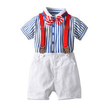 Criança menino camisas roupas suspensórios vermelhos removíveis conjunto de roupas para bebê menino 1 2 3 4 t 2024 - compre barato