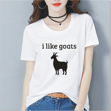 Eu gosto de cabras estampa camiseta verão feminino preto branco rosa manga curta camiseta casual 0-pescoço harajuku algodão camisetas topos 2024 - compre barato
