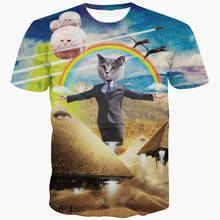 Camiseta com estampa de gato 3d para homens, camiseta legal com manga curta estampada de gato, novo espaço galaxy, roupas de verão engraçadas 2024 - compre barato