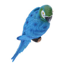 Estatuilla de adorno de pájaro realista, escultura de juguete de loro, suministros de jardín rojo y azul, 31cm, 1 par 2024 - compra barato
