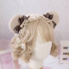 kc Lolita Bear Ear Cute Bow  princess sweet lolita headwear palace lace hair band kawaii girl gothic lolita cute girl hair 2024 - buy cheap