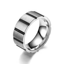 Stainless Steel Groove Ring Black brushed Personality Tide Male 8MM Silver Color DIY Smooth Rings for Men's Band Fashion Jewelry 2024 - buy cheap