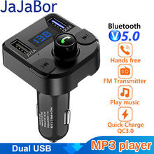 JaJaBor Bluetooth 5,0 автомобильный комплект громкой связи fm-передатчик Автомобильный MP3-плеер двойной USB QC3.0 Быстрая зарядка Поддержка TF карта/U диск 2024 - купить недорого
