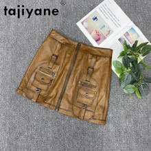 Tajiyane 2021 Women's Summer Skirts Womens Real Sheepskin Skirt Woman Skirt Genuine Leather Skirts Vintage Mujer Faldas TN2129 2024 - buy cheap