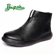 PEIPAH New Platform Ankle Boots Women's Genuine Leather Shoes Woman Spring/Autumn Boots Female 2019 Flat With Retro Botas Mujer 2024 - buy cheap