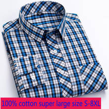 2020 nova super grande moda 100% puro algodão xadrez manga longa verão fino solto camisas casuais camisa masculina plus size S-8xl 2024 - compre barato