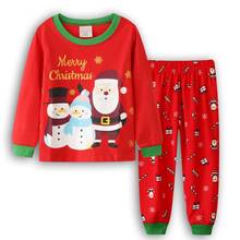 Conjunto de pijamas de algodón para niños y niñas, ropa de dormir bonita, camisetas y pantalones, ropa de dormir familiar, novedad de Navidad 2024 - compra barato