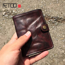 AETOO Retro leather Men's small wallet wash wrinkle effect casual money clip can put driver's license head layer cowhide Wallet 2024 - buy cheap