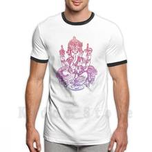 Camiseta de algodón para hombres, camisa con estampado de elefante, Ganesha, indio, ombré, Diy, fresco, bohemio, Ganesha, elefante indio, Rosa 2024 - compra barato