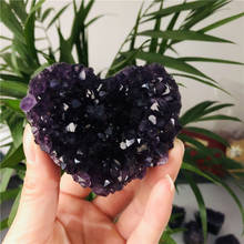 Máquina em forma de coração natural de 5-8cm, cluster de ametista do urguete, cristal de quartzo, cime que cura 2024 - compre barato