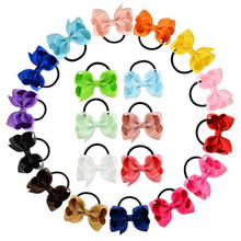 10pcs/lot New Baby Flower Bows elastic Hairband Solid Colors Girls Hair circles Black Hair rings Children Hairbows For Ponytail 2024 - buy cheap