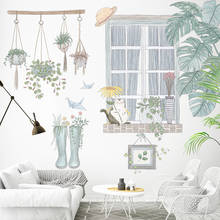Adesivo de parede de decoração de casa, plantas verdes, faça você mesmo, pinturas para sala de estar, quarto, decalques, pôster de papel de parede 2024 - compre barato