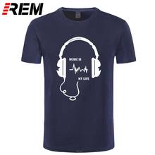 REM модная уличная Мужская футболка, Клубная гарнитура для наушников, забавная Футболка с принтом, повседневная Хлопковая мужская футболка с коротким рукавом 2024 - купить недорого