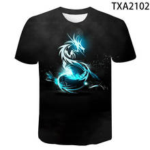 Новинка 2020, футболка с 3D принтом дракона, летняя модная футболка с короткими рукавами для мужчин и женщин, крутая футболка с мультяшным аниме-драконом 2024 - купить недорого