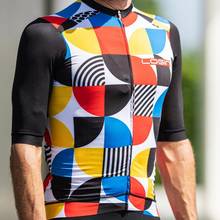 Мужская велосипедная футболка с геометрическим принтом, с коротким рукавом 2024 - купить недорого