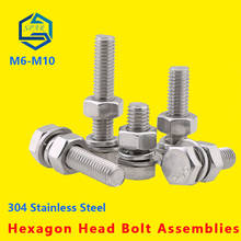 Hexagon Head Bolt Spring Lock Washer and Plain Washer and Nut Assemblies Hexagon Bolt, Screw and Nut Set 304 Stainless Steel 2024 - buy cheap