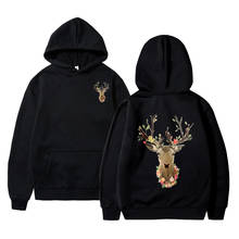 Sika deer Printed Fleece Pullover Hoodies Men/Women Casual Hooded Streetwear Sweatshirts Hip Hop Harajuku Male Tops 2024 - buy cheap