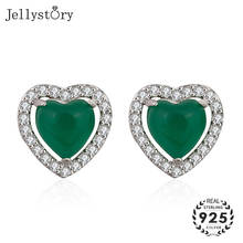 Jellystory earrings 925 sterling silver jewelry with 11*11mm heart shape emerald gemstone stud earrings for women wedding party 2024 - buy cheap